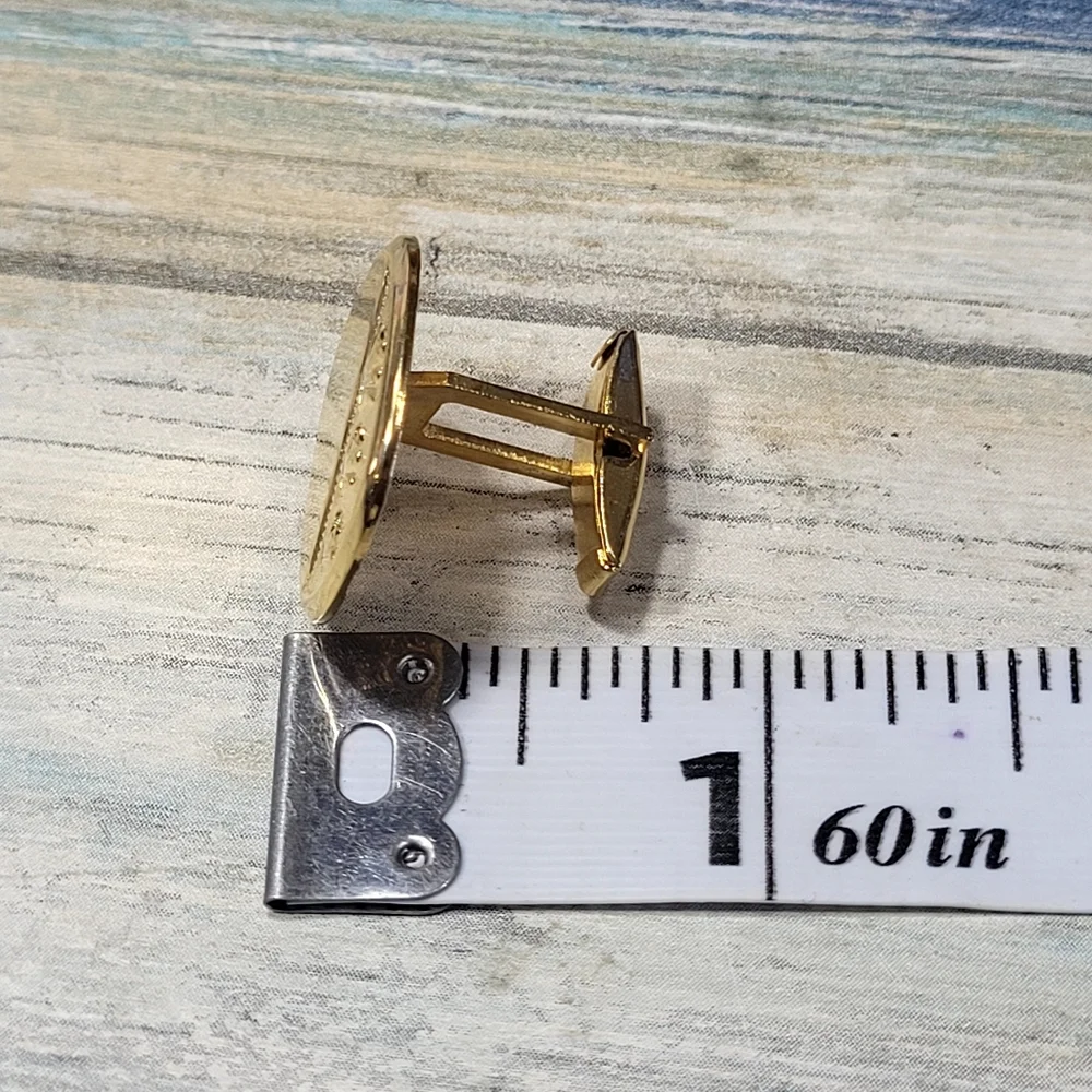Gold Cufflinks and Tie clip Set.